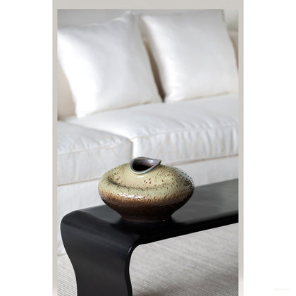 Wabi Sabi Kiln Glaze Flat Belly Ceramic Vase - scene