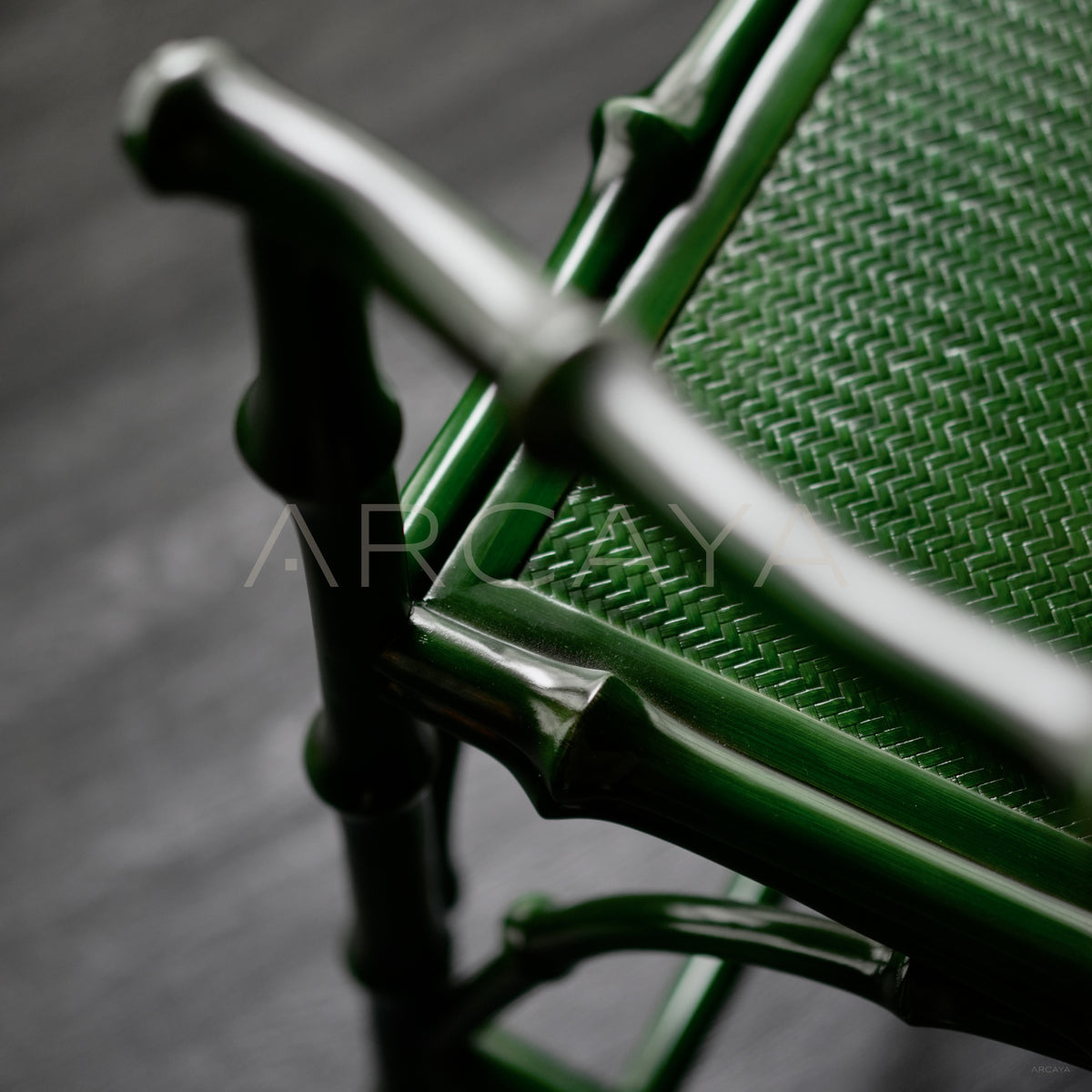Green Bamboo Round Back Chair in detail