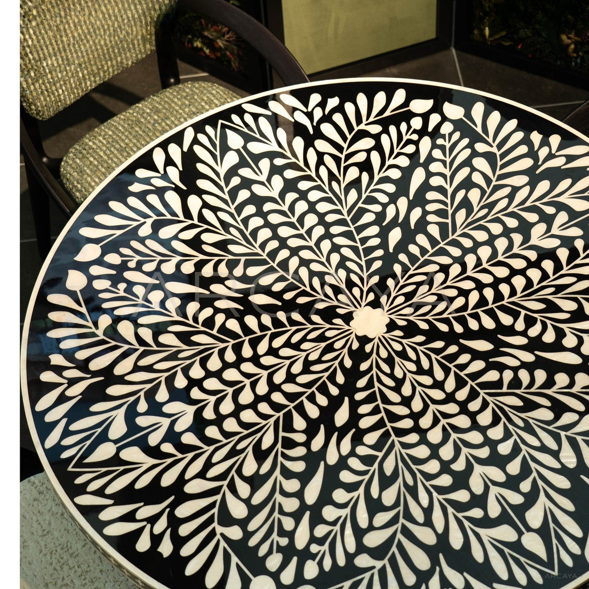 Mother Of Pearl Art Dining Table in detail