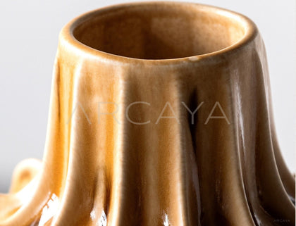 Hand Sculpted Four Petal Stoneware Vase - scene