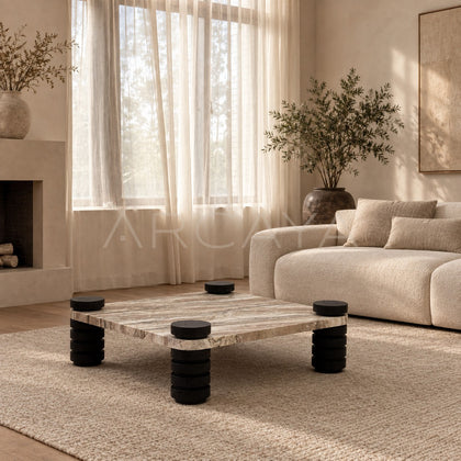 Travertine Pattern Small Side Table - scene