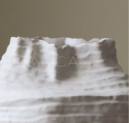 Plain White Layered Pleat Ceramic Vase - scene
