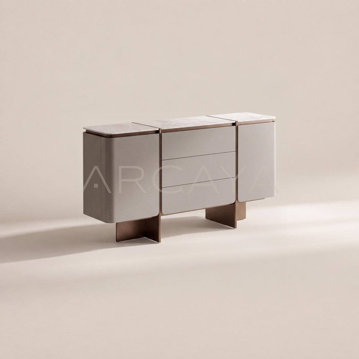Italian Minimalist Stone Curved Door Sideboard - main