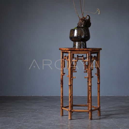 Hexagonal Bamboo Plant Stand - scene