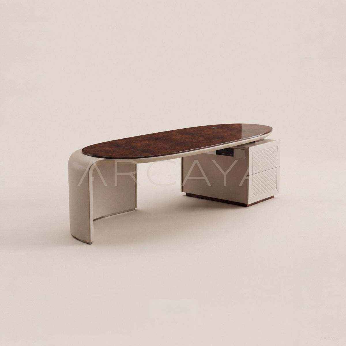 Curved Leather Multifunctional Executive Desk - main