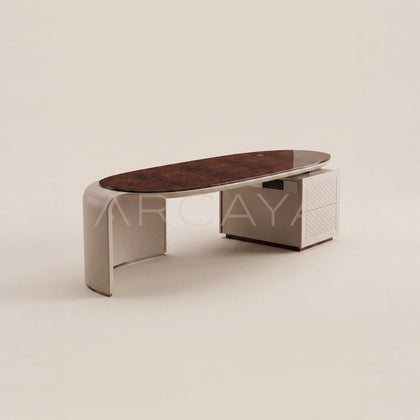 Curved Leather Multifunctional Executive Desk - main