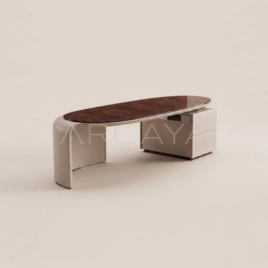 Curved Leather Multifunctional Executive Desk - main