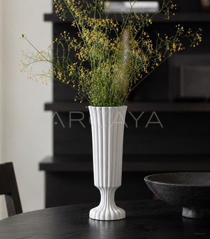 Ribbed Matte Ceramic Vase Handmade - scene