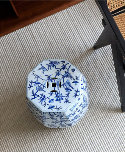 New Chinese Blue White Ceramic Stool - scene