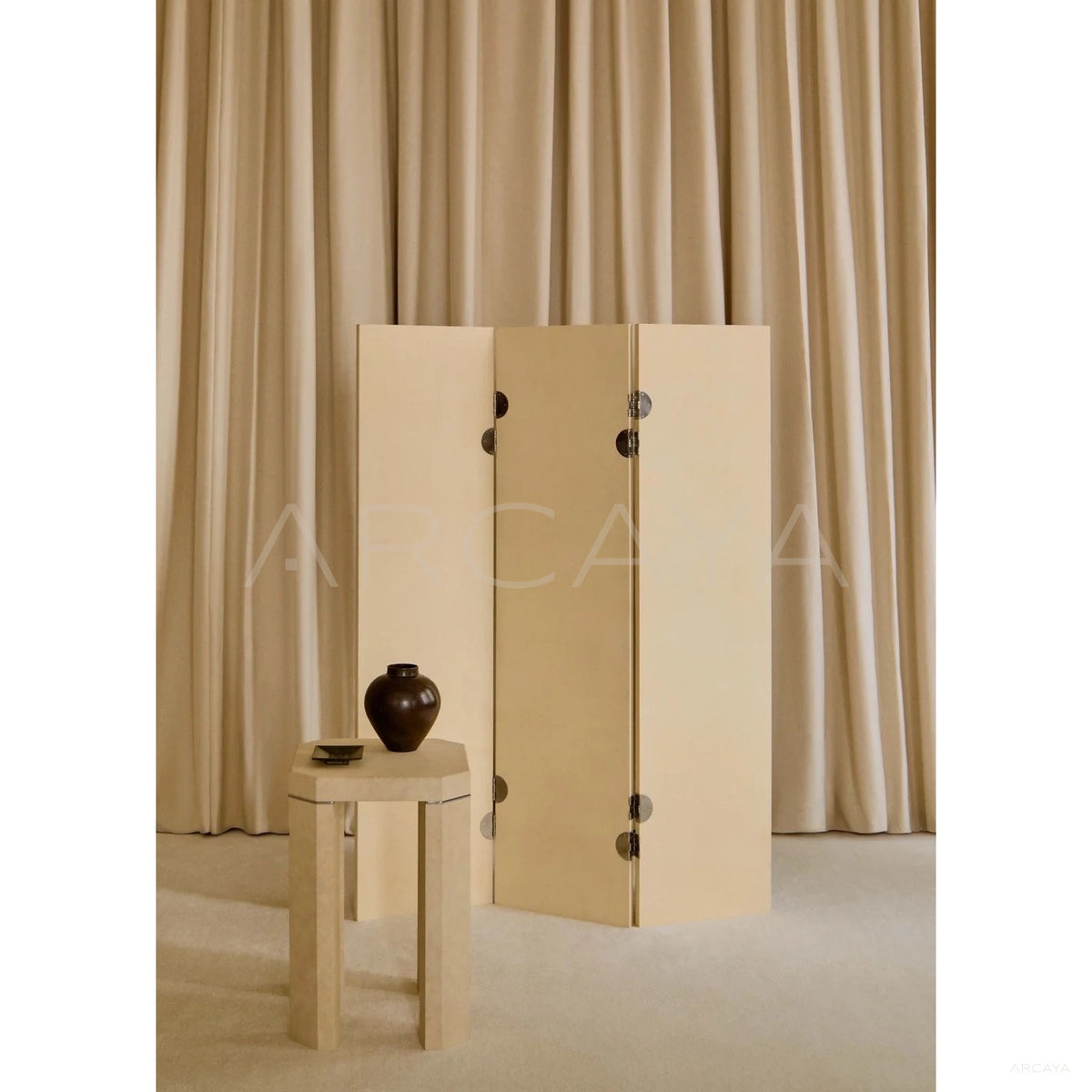Parchment Wabi Sabi Folding Screen in detail