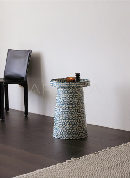 Niche Shell Inlay Mobile Side Table - scene
