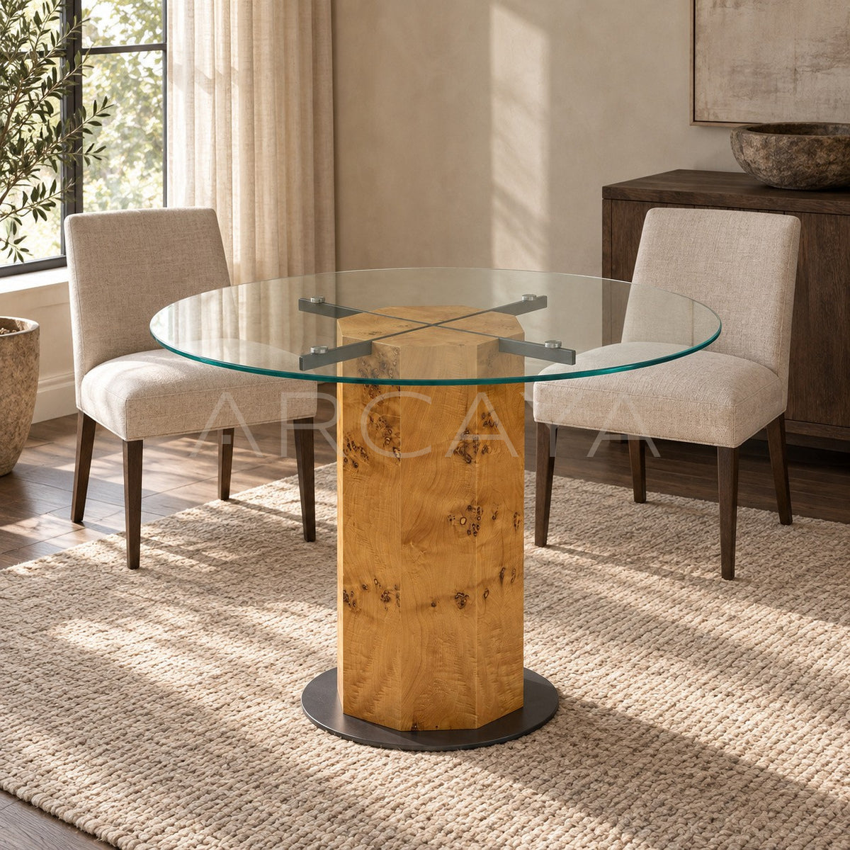 Burl Veneer Mid Century Coffee Table in detail