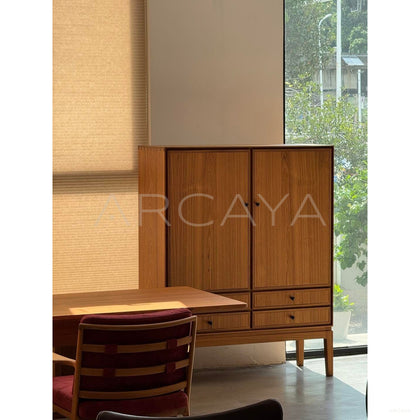 Burmese Teak Tea Room Two Door Cabinet - scene