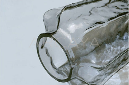 Smoked Grey Ribbed Glass Vase - scene