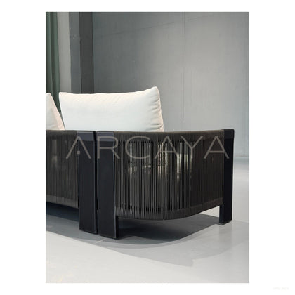 Striata Black White Outdoor Chair - scene