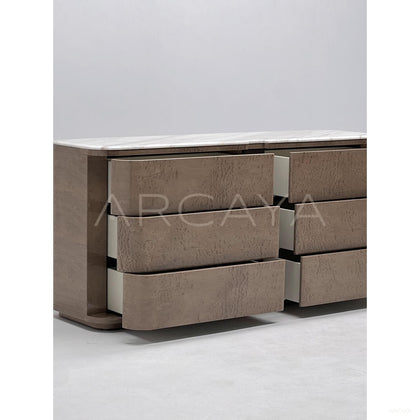 Italian Burl Wood Stone Six Drawer Chest — Storage - scene