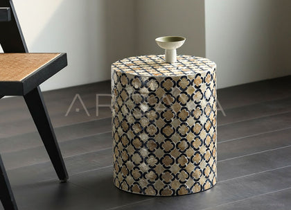 Vintage Shell Inlay Side Table - scene