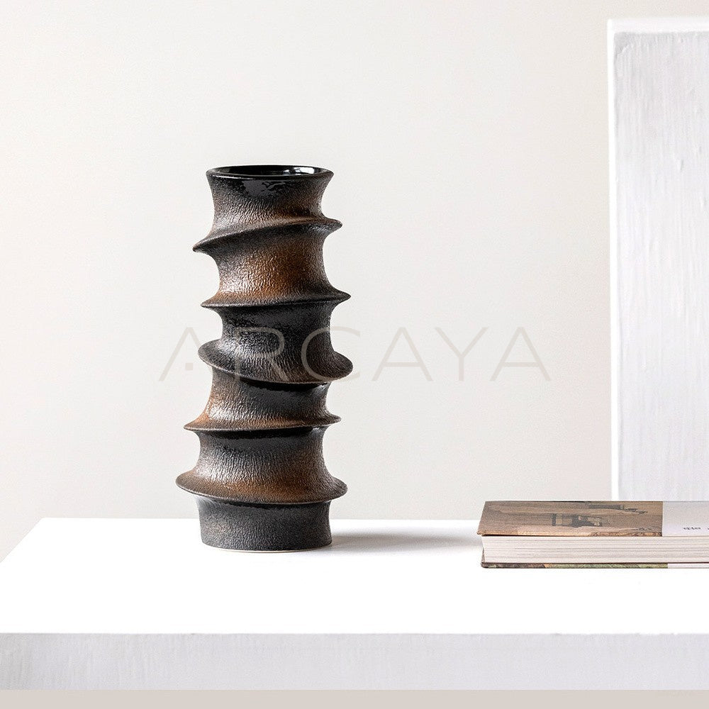 Handmade Spiral Sculpture Ceramic Vase - main