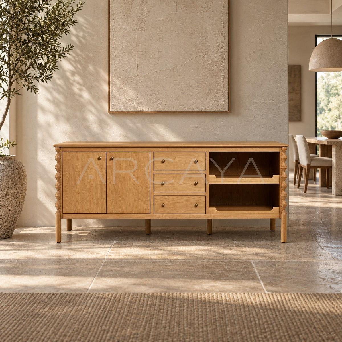 Ridge Carved Sideboard in detail