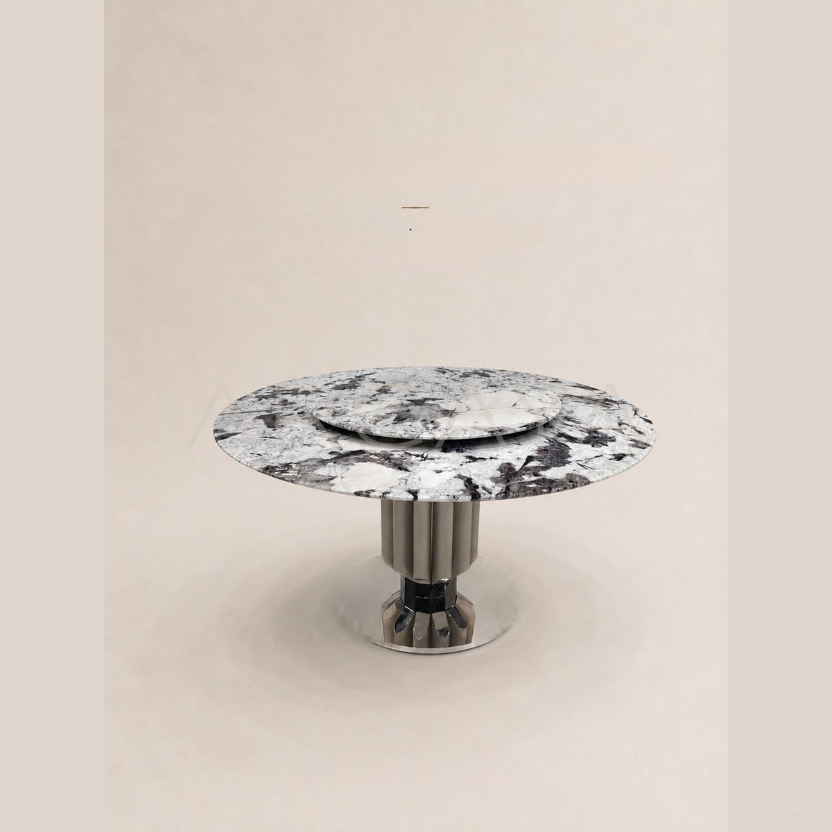 Daze Snow Mountain Blue Stone Round Dining Table in detail