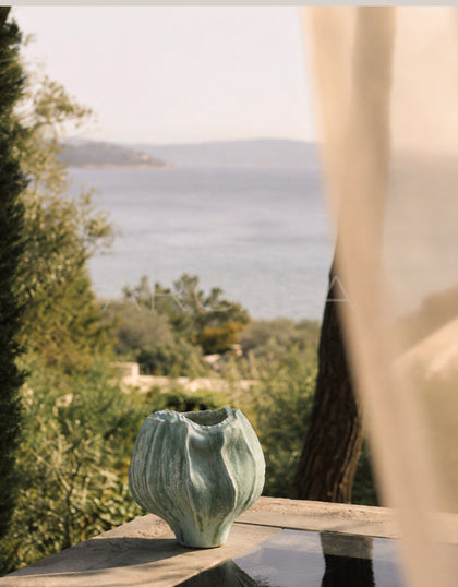 Hand Sculpted Multi Edge Stoneware Vase - scene