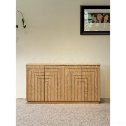 Geometric Wood Entryway Cabinet - scene