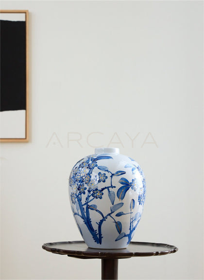Chinese Blue White Jar Hydroponic Vase Large - scene
