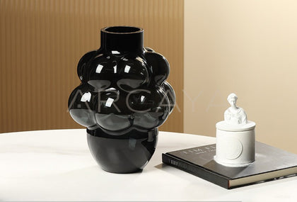 Black French Glass Vase - scene