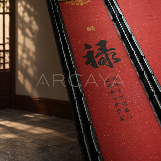 Five Blessings Double Sided Folding Screen - scene