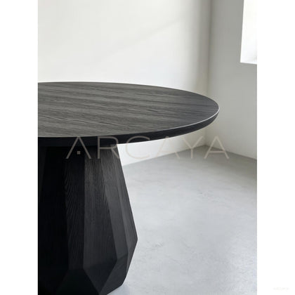 Ash Wood Round Dining Table - scene