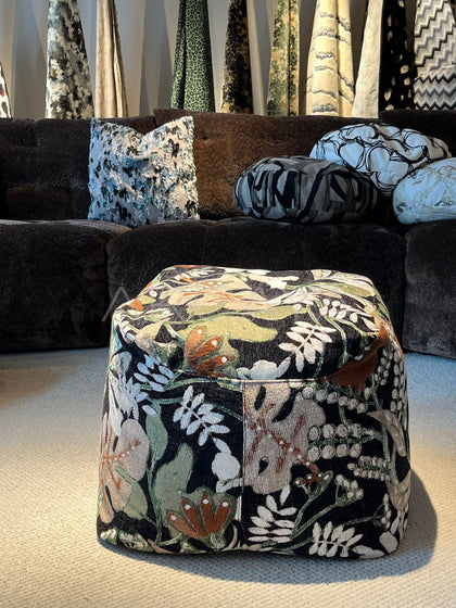 Checkerboard Pouf Stool - scene