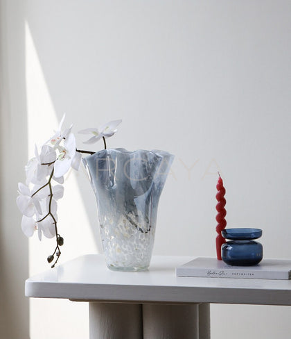 Mid Century Glass Vase Wide Mouth - scene