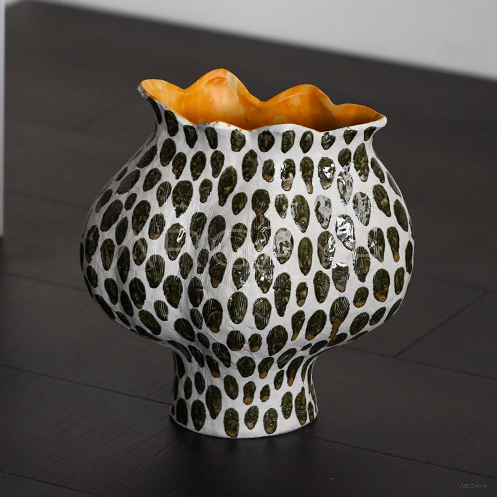 Polka Dot Textured Ceramic Vase - main