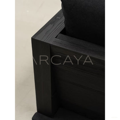 Mushin Black Linen Sofa - scene