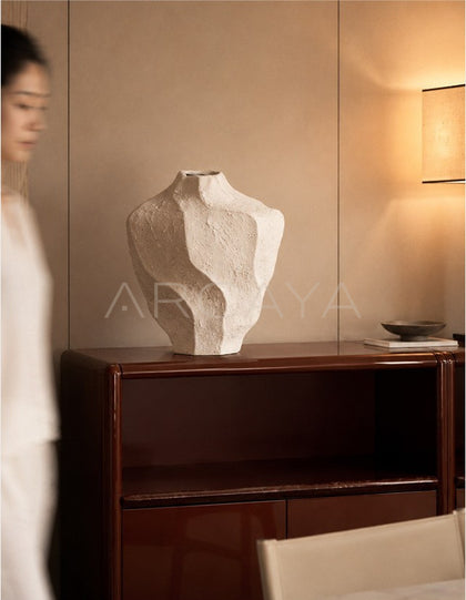 Handmade Rock Texture Ceramic Vase Dining - scene