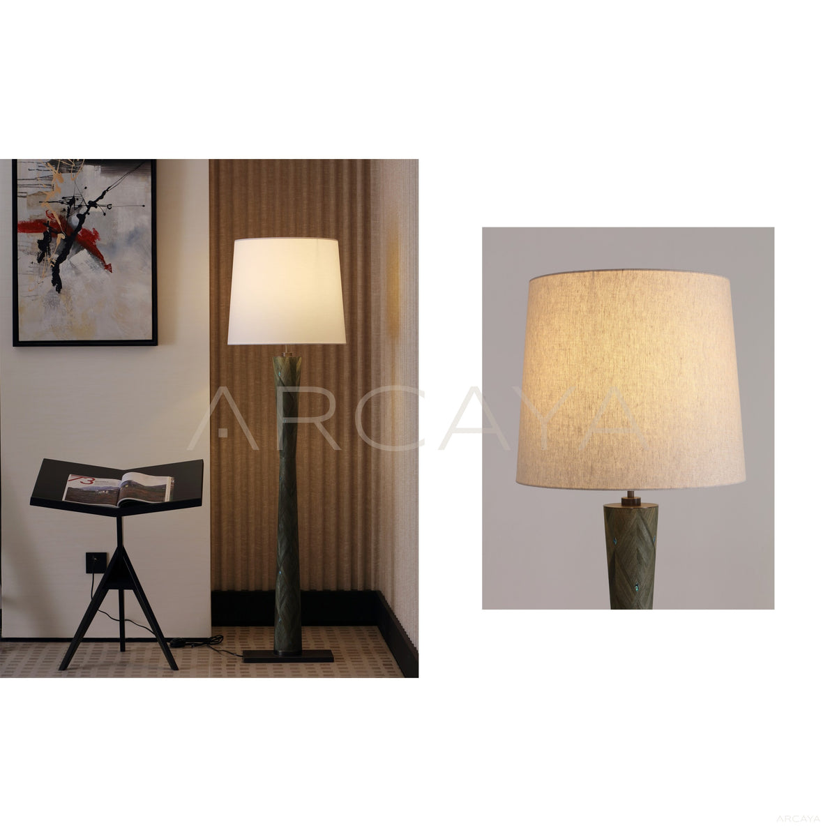 Green Prism Fabric Shade Floor Lamp 95334 in detail