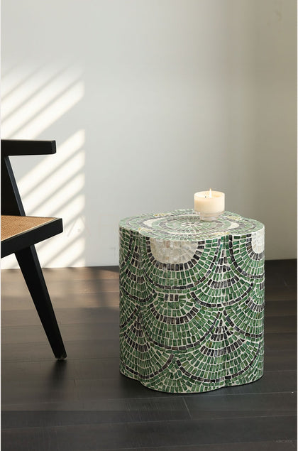 Shell Inlay Side Table Shelf - scene