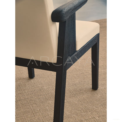 Old Money Oak Leather Dining Chair - scene