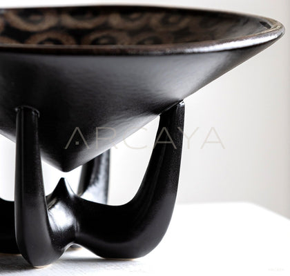 Three Legged Ceramic Art Fruit Plate - scene