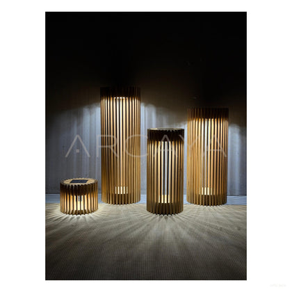 Porto Teak Round Solar Lantern - scene