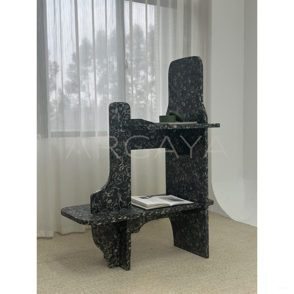 Natural Stone Side Table Display in detail