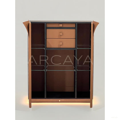 Italian Leather Double Door Wine Cabinet - scene