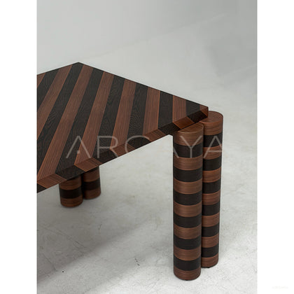 Diagonal Grain Patchwork Dining Table - scene