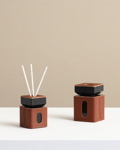 Leather Wrapped Reed Diffuser Bottle - scene