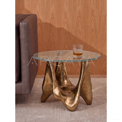 Gilded Sculpture Ripple Glass Side Table - scene