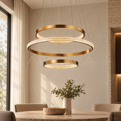 Gold Halo Triple Ring Pendant Light 60168 - main