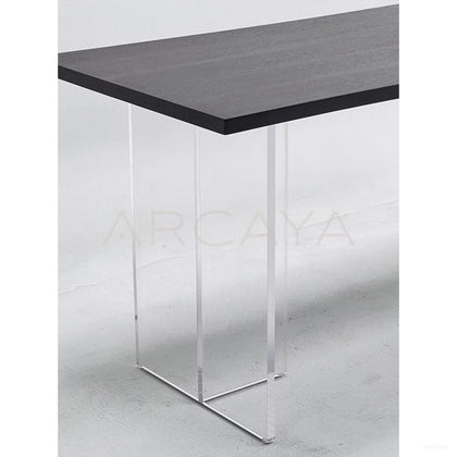 Twisted Wood Frame Acrylic Floating Dining Table - scene