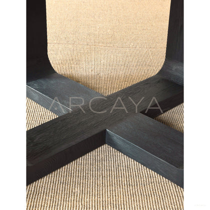 Oak Matte Black Brushed Round Table Lazy Susan - scene