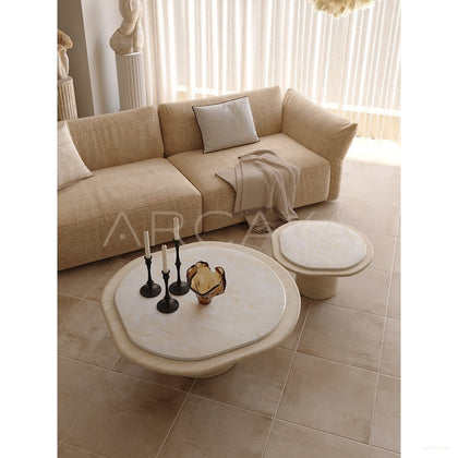 Marble Travertine Nesting Coffee Table - scene