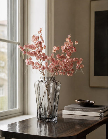Smoked Grey Faceted Glass Vase - scene